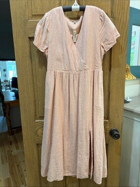 madewell silk lace-up dress in assam floral print Madewell Boho Assam Floral Lace Up 3/4 Sleeve Silk Dress Small Yellow